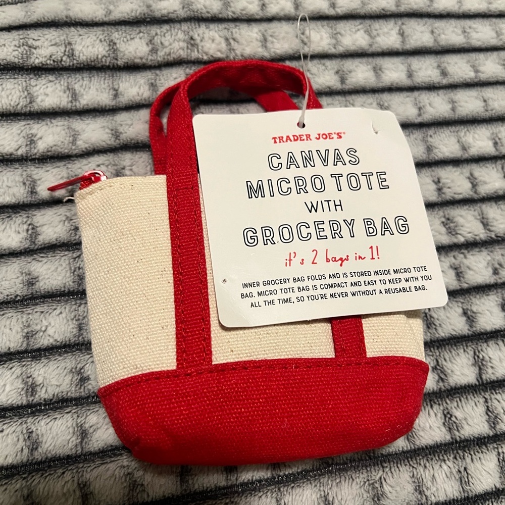 Trader Joe's Red and White Mini Tote Bag - Picture 2 of 2
